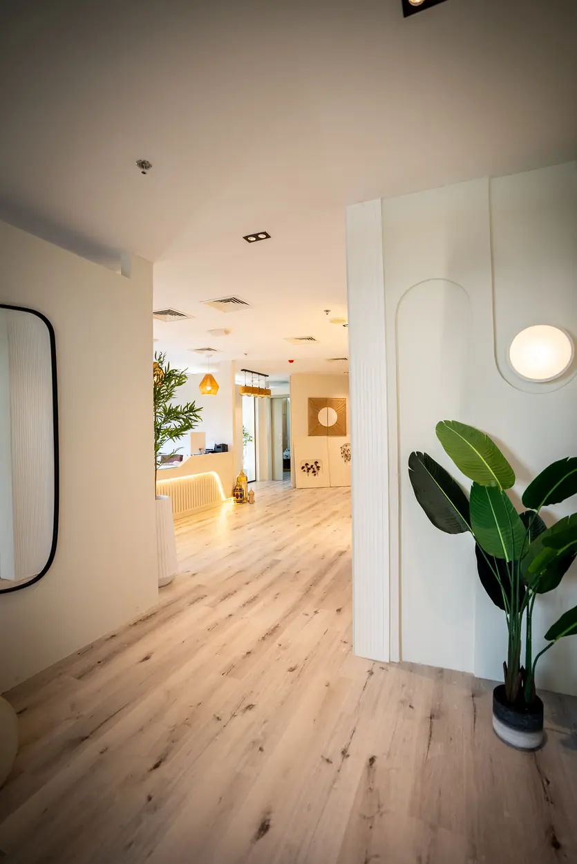 Entrance corridor leading to the reception at Maison Kalléa, Lusail