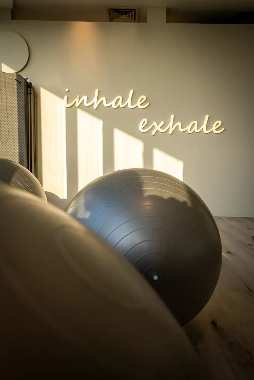 Matwork room at Maison Kalléa with the inhale exhale wall